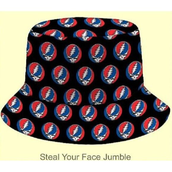 New Steal Your Face Grateful Dead Bucket Hat Adult Sun Summer One Size Skull NIP - Picture 1 of 3